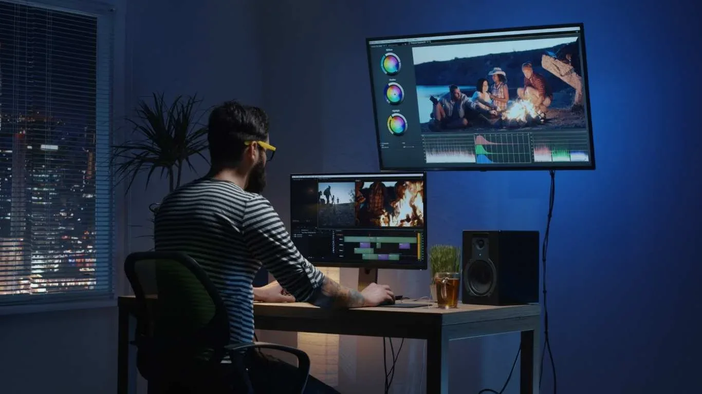 Creative professional working at a post-production workstation
