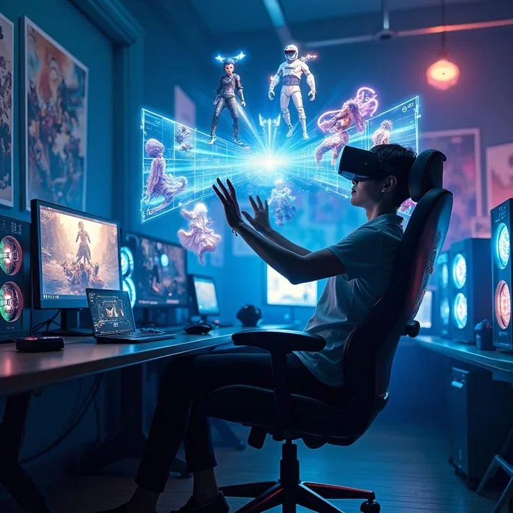 Interactive game art and AI themed visual