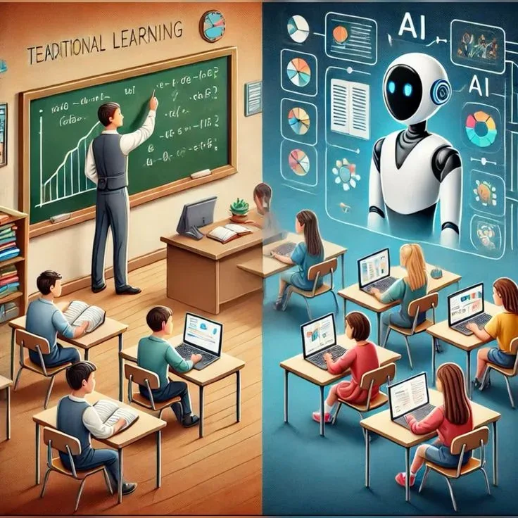 Students and educator in a digital learning environment
