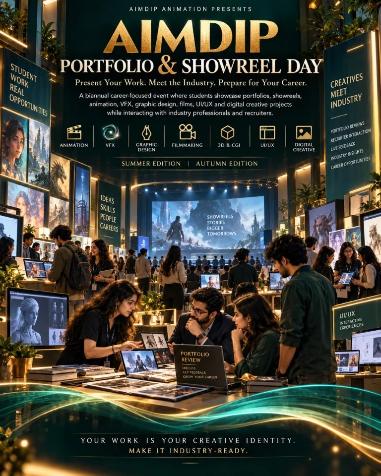 AIMDIP Portfolio and Showreel Day event poster