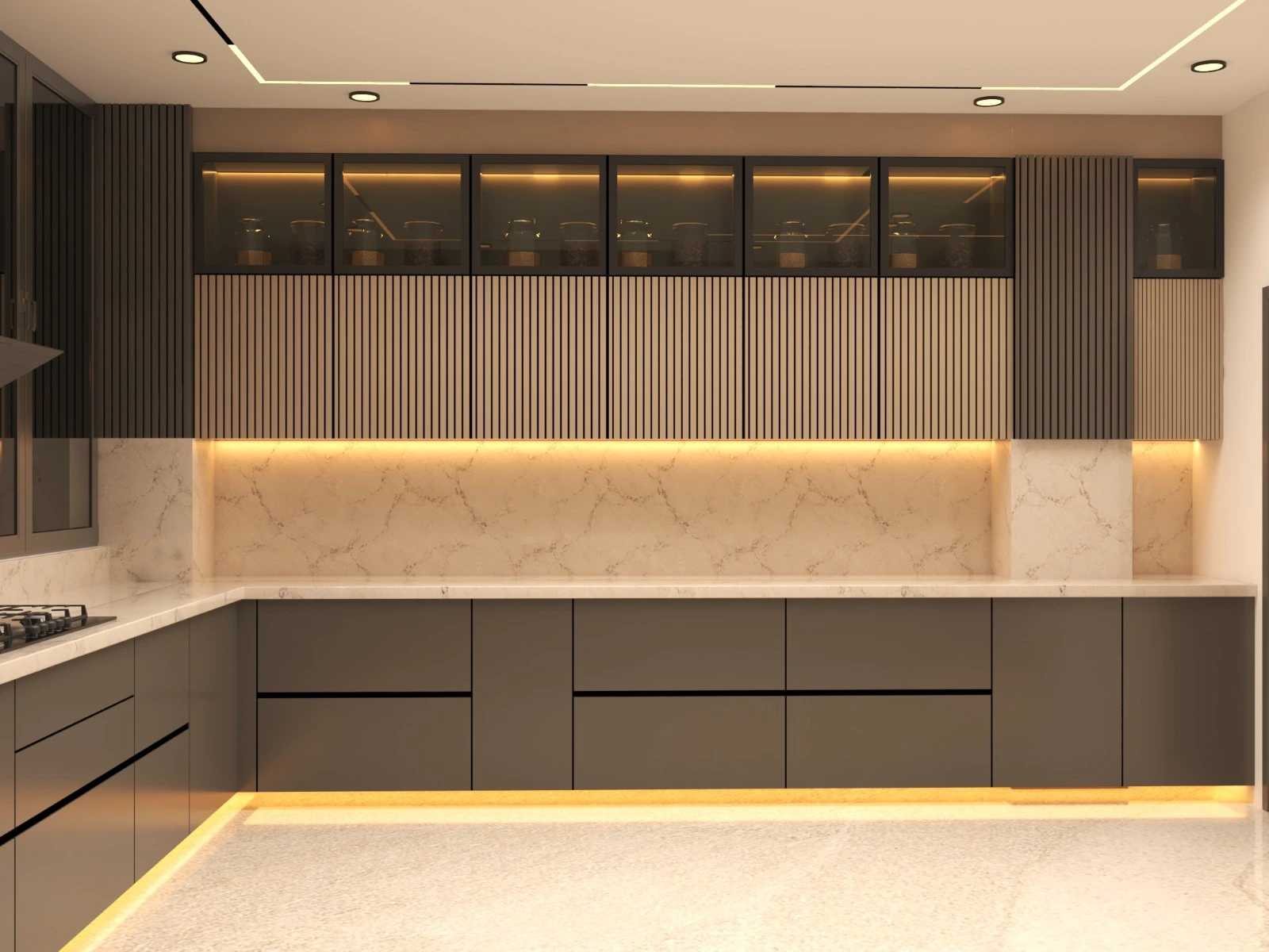 3D kitchen and dining interior visualization by Akhtar Raza